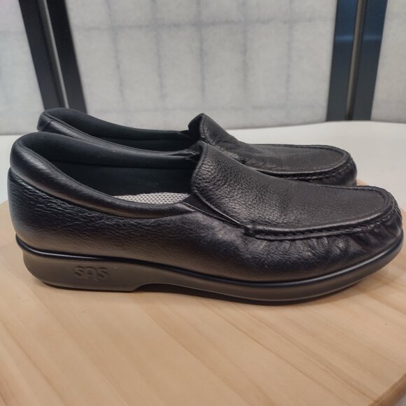 SAS Tripad Comfort Slip-on Black Leather Walking Loafers Shoes Women US 9N - Picture 1 of 15